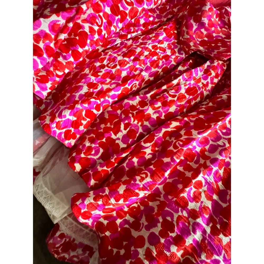 Rickie Freeman Teri Jon dress vintage 1970s ruffle 100% silk front bow Rare - Picture 3 of 11